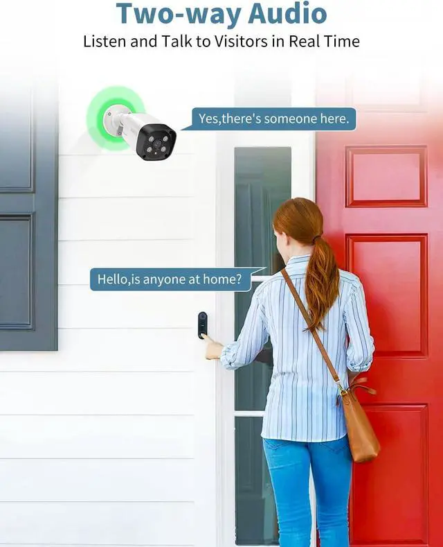 Alt view image 3 of 7 - OHWOAI Extend Camera for Outdoor CCTV Security Camera System with 130°Wide Angle-Lens,8.0MP IP Wired Security Cameras,Home Surveillance Video Equipment