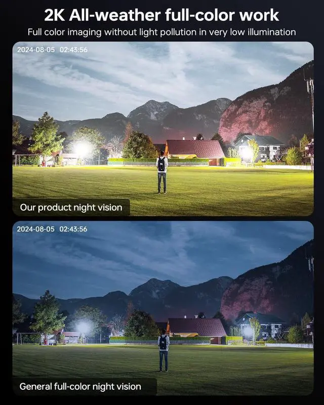 Alt view image 2 of 7 - Gadpiparty Blacklight Solar Security Wireless Camera System with 10" Monitor, 2K F1.0 5PCS Super Aperture PTZ Battery Powered Cameras for Home Security, Pre-Installed 1TB HDD, True Full Color Night V