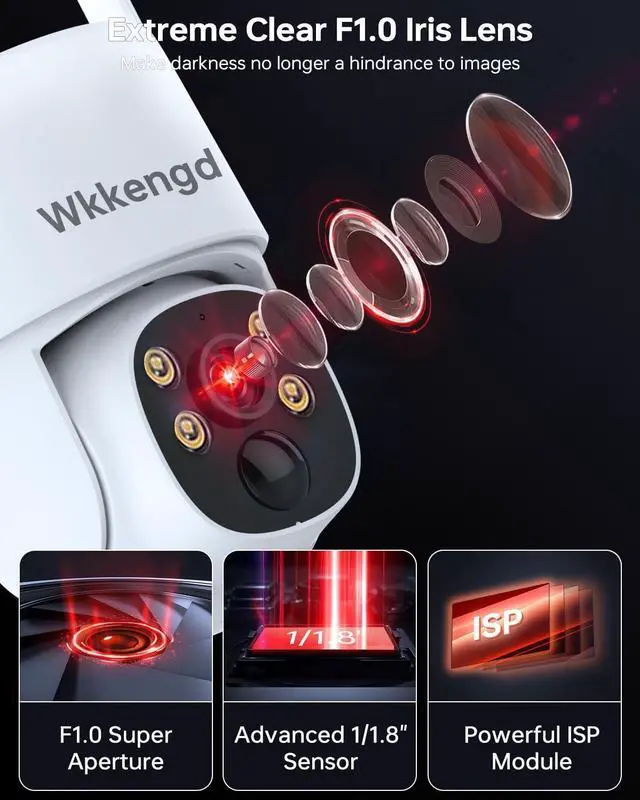 Alt view image 3 of 7 - Gadpiparty Blacklight Solar Security Wireless Camera System with 10" Monitor, 2K F1.0 5PCS Super Aperture PTZ Battery Powered Cameras for Home Security, Pre-Installed 1TB HDD, True Full Color Night V