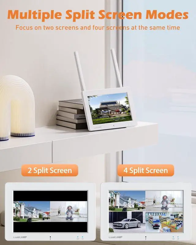 Alt view image 2 of 7 - Gadpiparty Camcamp Wireless Security Camera System with 7" Touchscreen Monitor & 2PCS 2K Wired Outdoor Security Camera, Plug-in Power, Color Night Vision, 2 Way Audio, Motion Detection, 32GB SD Card
