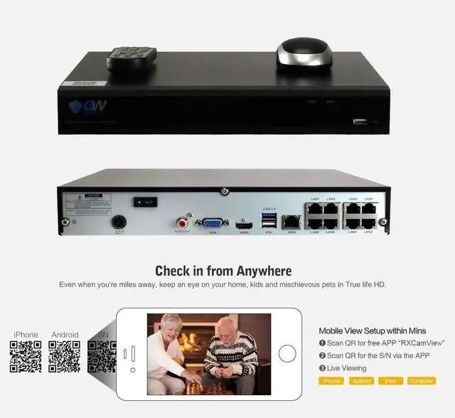 Alt view image 4 of 7 - Gadpiparty GW Security 8 Channel 4K NVR 5MP POE Audio & Video Security Camera System - Four 5MP 1920P AI Human & Vehicle Detection Weatherproof Bullet Cameras, Built in Microphone, Quick QR Code Easy