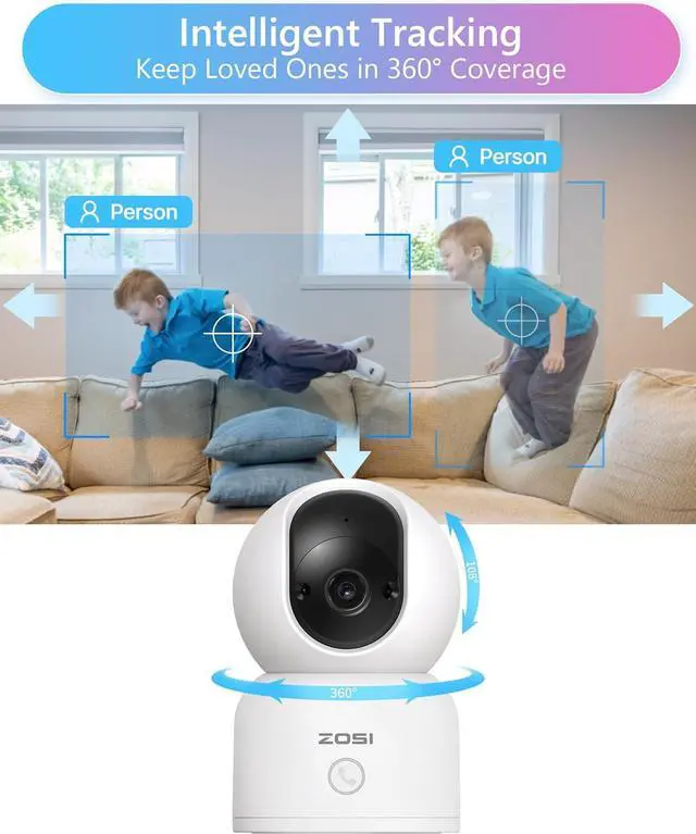 Alt view image 5 of 7 - Gadpiparty ZOSI 8CH 4PCS 1080P H.265+ Home Security Dome Camera System with 1TB HDD&Indoor Pan/Tilt Smart Security Camera,C518 2K 360 Degree Baby and Pet Monitor,2.4G/5G Dual-Band WiFi Home Cam with