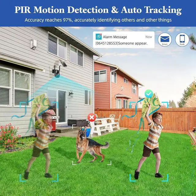 Alt view image 5 of 7 - Uniter 4K Solar Security Cameras Wireless Outdoor, 5G/2.4G WiFi PTZ Camera Battery Powered, 360°View Home Security Systems with Color Night Vision/Spotlight Siren/PIR Sensor/Auto Human Tracking/IP66