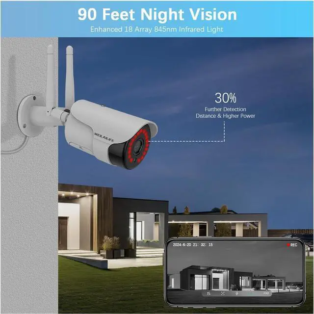 Alt view image 5 of 7 - Gadpiparty 130° Wide-Angle & 2-Way Audio Outdoor Wireless Security Camera System, WiFi Video Surveillance, Home Security Cameras