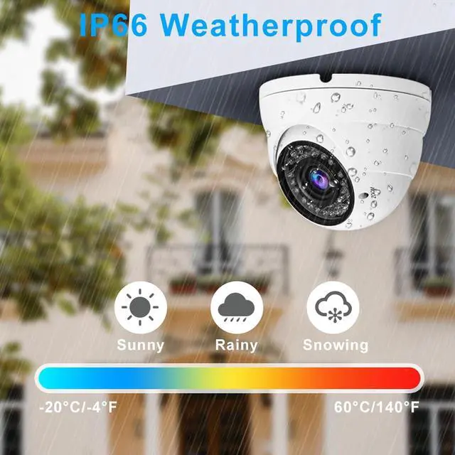 Alt view image 7 of 7 - Anpviz Analog CCTV Camera HD 1080P 4-in-1 (TVI/AHD/CVI/960H CVBS) Security Dome Camera 2.8-12mm Varifocal Lens Video Surveillance, Weatherproof Metal Housing 36 IR-LEDs Day & Night Outdoor(White)