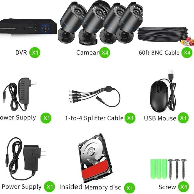 Alt view image 2 of 7 - Gadpiparty 3000TVL Home Security System Surveillance DVR Camera Kits, 4pcs Wired 5MP PoE IP Night Vision Cameras Set with AI Motion Person Vehicle Detection, 4K NVR with 512GB Hard Drive for 24-7 Rec