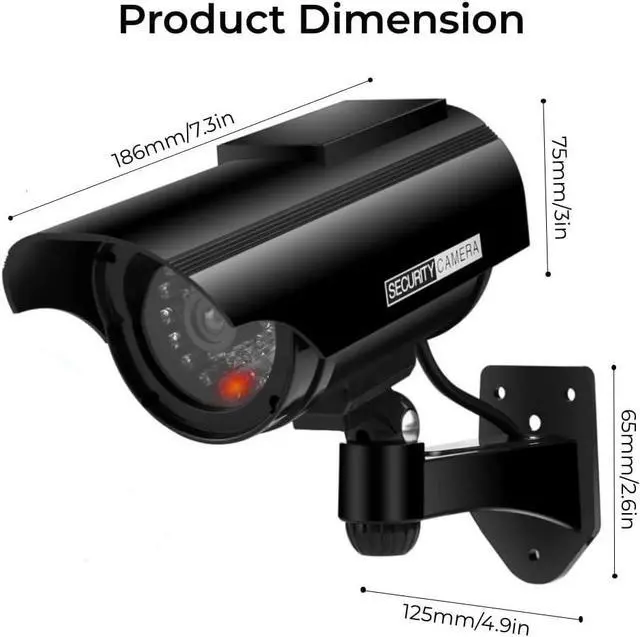 Alt view image 6 of 7 - Gadpiparty Solar Powered Dummy Security Camera, Bullet Fake Security Cameras, Simulated Surveillance System with Red LED Light and CCTV Stickers for Home Businesses Indoor/Outdoor (4 Packs, Black)