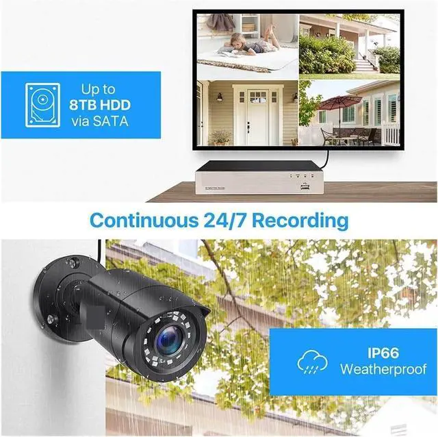 Alt view image 3 of 7 - Gadpiparty Security Camera 8CH 1080P CCTV System Outdoor 5MP Lite Video DVR with 4/8pcs 2MP Security Camera Day/Night Home Video Surveillance System No Monthly Fee