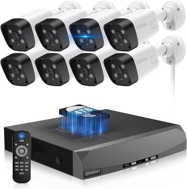 Main image of 130°Wide Angle & 2-Way AudioOutdoor Security Camera System, IP Wired Cameras, 4K Video Surveillance for Home, Surveillance DVR Kits