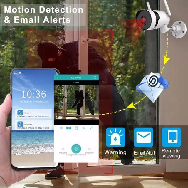 Alt view image 5 of 7 - Gadpiparty 8CH 5MP HD Home Security Camera System with 8 Cameras, Outdoor Wireless WIFI Surveillance Cameras Kit with Two Way Audio, Color Night Vision, Remote viewing