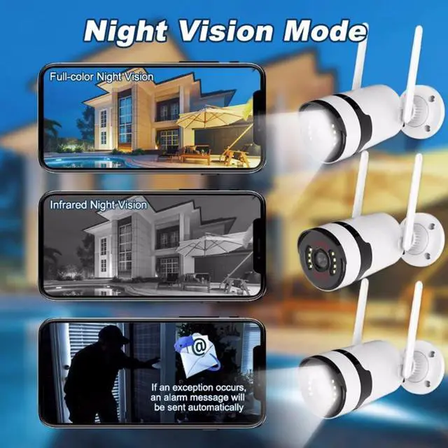 Alt view image 4 of 7 - Gadpiparty 8CH 5MP HD Home Security Camera System with 8 Cameras, Outdoor Wireless WIFI Surveillance Cameras Kit with Two Way Audio, Color Night Vision, Remote viewing