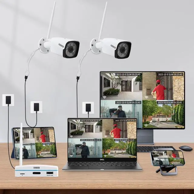 Alt view image 4 of 7 - Gadpiparty Expandable 8CH Mini NVR & Security Cameras System-2pcs 2K Outdoor Cameras & 1pcs 8CH Wifi NVR Kit, Face capture/Record&Playback, Intrusion Detection, SD Card or External HDD For Recording,