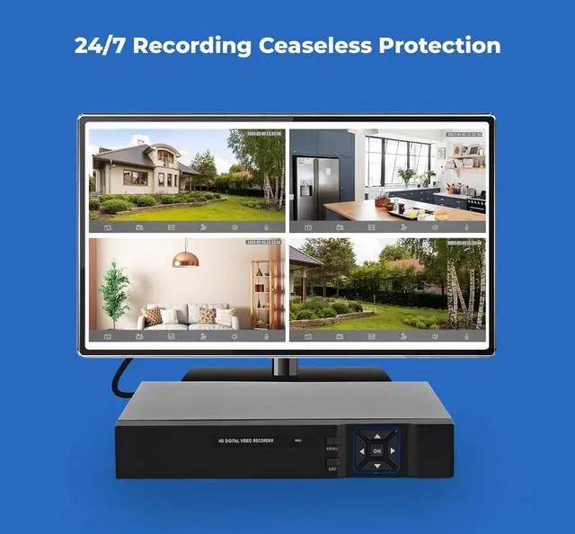 Alt view image 6 of 7 - Gadpiparty Zypola® 8 Channel 4 Camera Outdoor Wired CCTV System, 1080p Full HD, 130 ft Infrared Night Vision, WDR & DNR, H.265, Pre-Installed 1 TB HDD