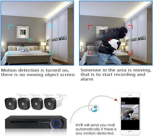 Alt view image 2 of 7 - Gadpiparty 8CH NVR HD Security Camera System, 5MP 1080P CCTV Surveillance Kit, Weatherproof Bullet Cameras, Night Vision, Motion Detection, 2-Way Audio (Size : Standard Kit)