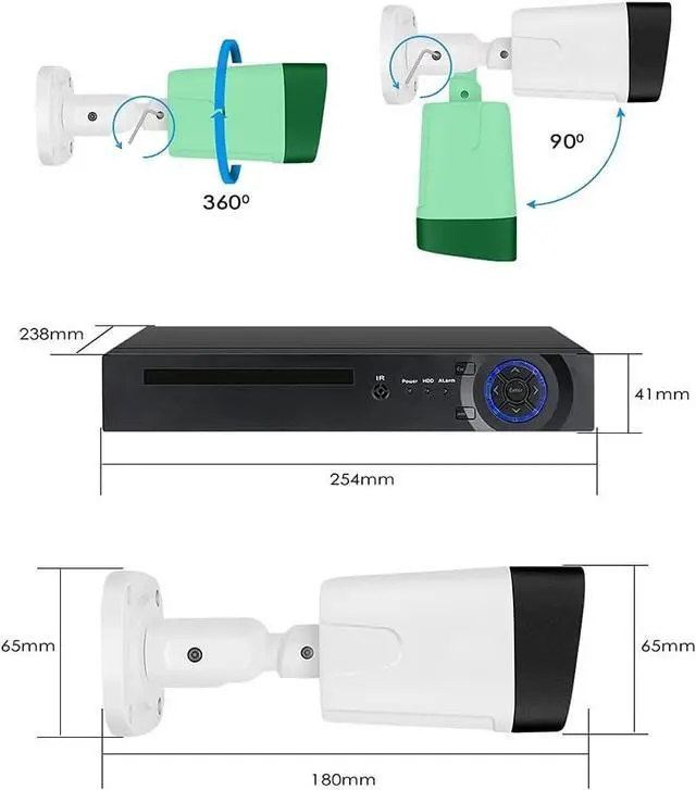 Alt view image 6 of 7 - Gadpiparty Camera Security System, 8 Channel Wired Surveillance 5MP DVR, Motion Detection, Night Vision, Email Alert, Remote Access, Real-Time Monitoring (Size : Standard Kit)