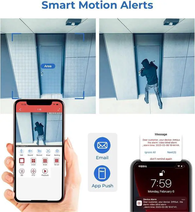 Alt view image 5 of 7 - Gadpiparty Zypola® 8 Channel 4 Camera Outdoor Wired CCTV System, 1080p Full HD, 130 ft Infrared Night Vision, WDR & DNR, H.265, Pre-Installed 1 TB HDD