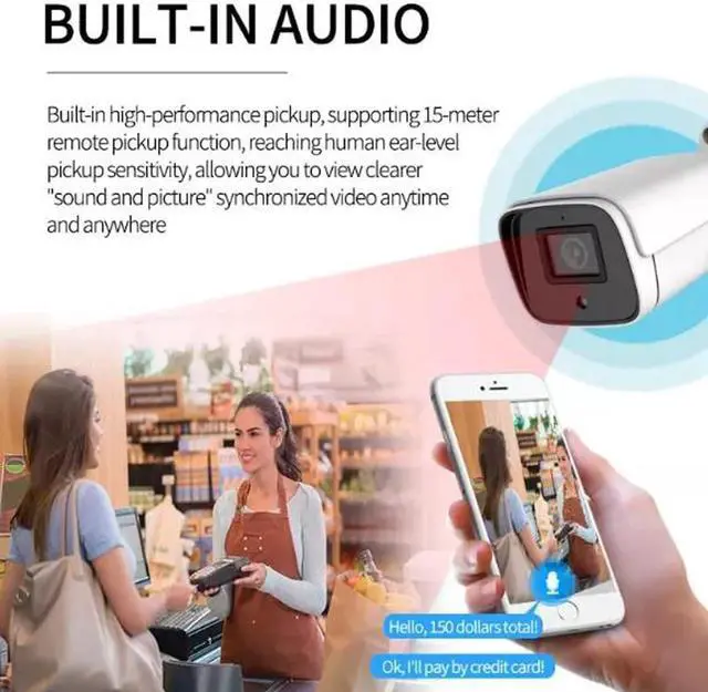 Alt view image 4 of 7 - Gadpiparty 8CH 5MP POE CCTV Security Camera System with Dome Camera and Bullet Camera, HD Surveillance Cameras Kit with Audio, Color Night Vision, Motion Detection, for Indoor and Outdoor