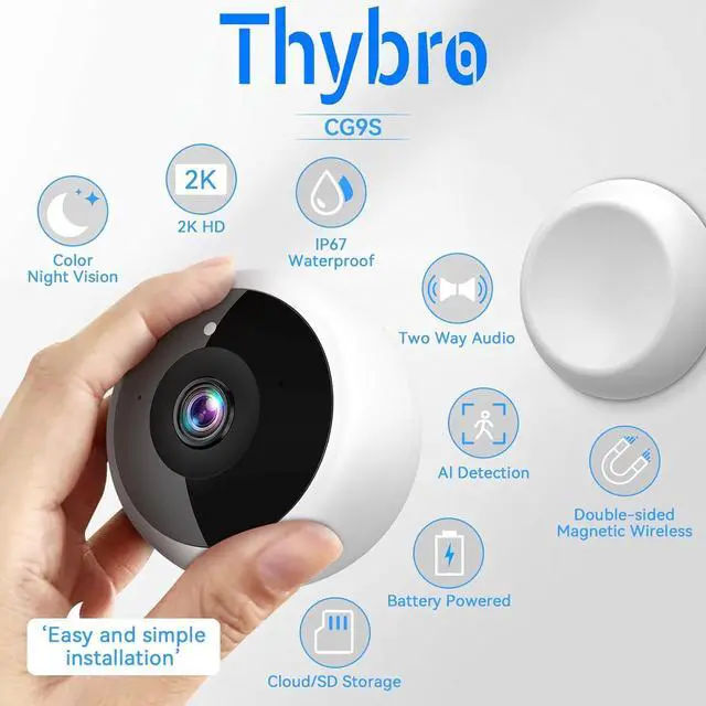 Alt view image 2 of 7 - Magnetic Security Camera Wireless - 2Pack AI Motion Detection, 2K HD Video, Battery Powered, Ease of Setup, 2-Way Audio,IR Color Night Vision, Waterproof, Outdoor & Indoor Surveillance