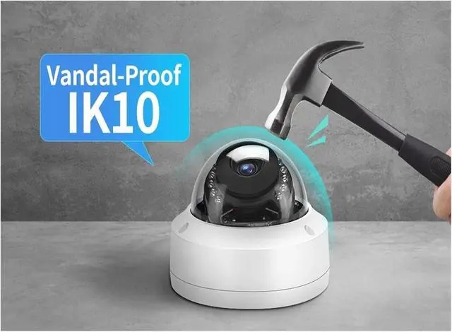 Alt view image 6 of 6 - 8MP 4K POE IP Camera IK10 Explosion-Proof Outdoor H.265 Metal Dome CCTV Security Protection 4MP Video Surveillance