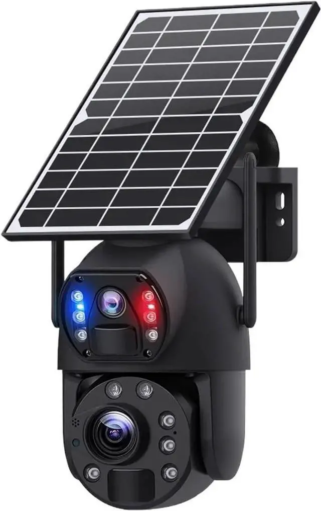 Main image of 4K 8MP Solar Surveillance Camera Outside Solar Powered CCTV Dual Lens Dual View Extension Cord Built in Batteries Home