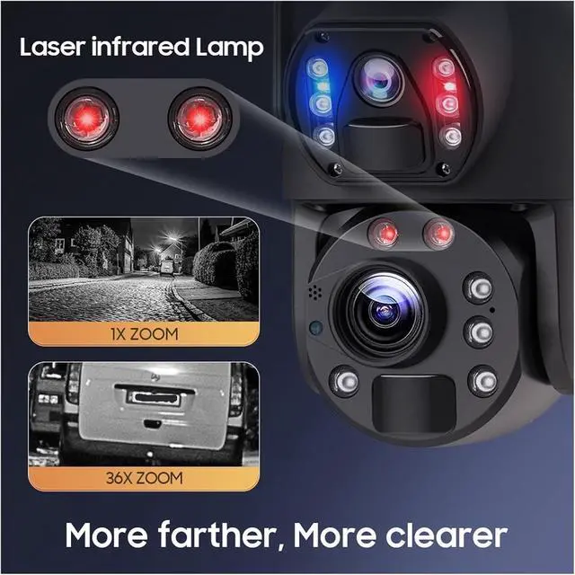 Alt view image 4 of 7 - 4K 8MP Solar Surveillance Camera Outside Solar Powered CCTV Dual Lens Dual View Extension Cord Built in Batteries Home