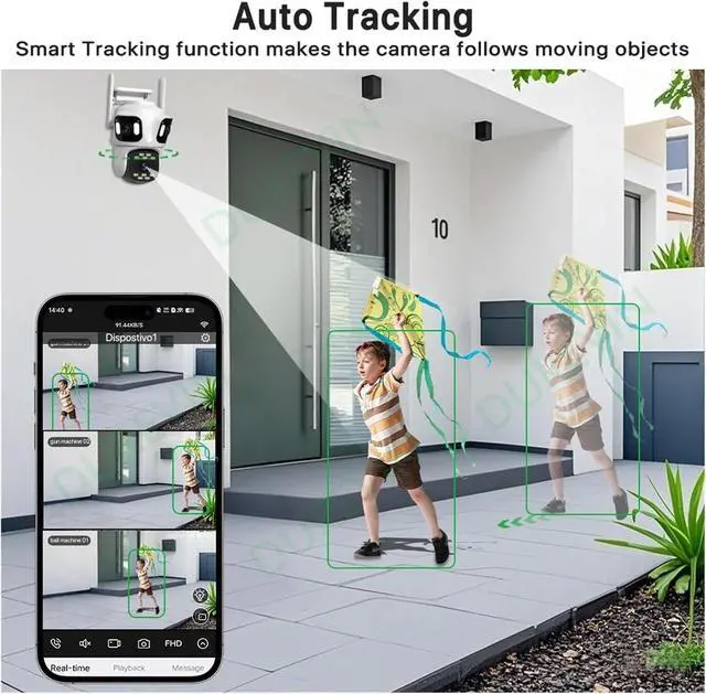 Alt view image 3 of 7 - Three Lens Three Screen IP Camera WiFi External Dual Lens Auto Track 15MP Security PTZ Camera 4K HD Video Surveillance