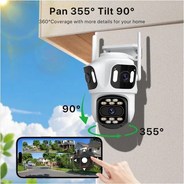 Alt view image 6 of 7 - Three Lens Three Screen IP Camera WiFi External Dual Lens Auto Track 15MP Security PTZ Camera 4K HD Video Surveillance