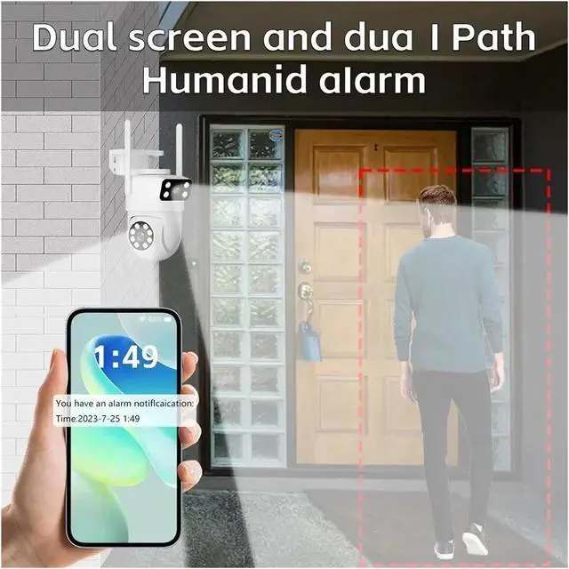 Alt view image 4 of 6 - 4K 8MP Dual Lens PTZ WiFi Camera Full HD Dual Screen Ai Human Auto Tracking Outdoor 4MP Security Video Surveillance Camera