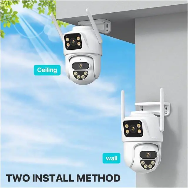 Alt view image 6 of 7 - WiFi Camera 6K 8MP HD Outdoor Three Lens Three Screen Auto Tracking Security Protection PTZ Camera 4K Video Surveillance iCsee