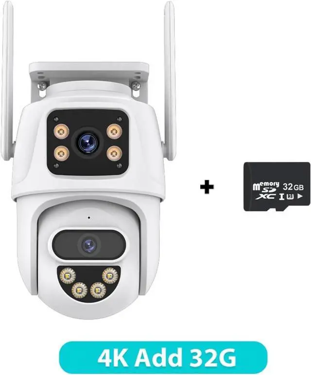 Alt view image 2 of 7 - WiFi Camera 6K 8MP HD Outdoor Three Lens Three Screen Auto Tracking Security Protection PTZ Camera 4K Video Surveillance iCsee