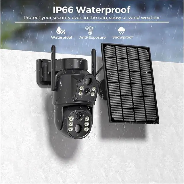 Alt view image 4 of 6 - 4k 8MP WiFi Solar Camera with 7800 MAh Battery Dual Lens Wireless PTZ Camera Color Night Vision Security Surveillance