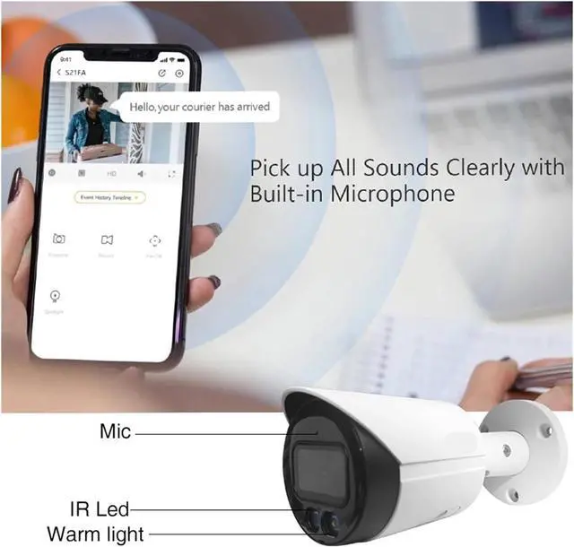 Alt view image 3 of 5 - 4MP 4K Smart Dual Light IP Camera Mini Bullet CCTV Outdoor Full Color Surveillance Built in Mic IPC-HFW2449S-S-IL