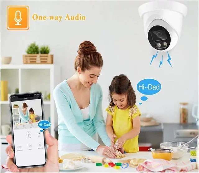 Alt view image 5 of 7 - Gadpiparty Security Camera System 8MP 4K POE NVR Kit CCTV Audio Recording Outdoor AI Color Night Vision Video Surveillance IP Camera Set(None,8CH NVR and 6 Camera)