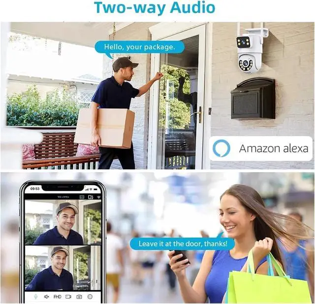 Alt view image 4 of 6 - Outdoor Security IP Camera 4K 8MP HD Dual Lens External WiFi PTZ Camera Auto Tracking Street Surveillance Camera