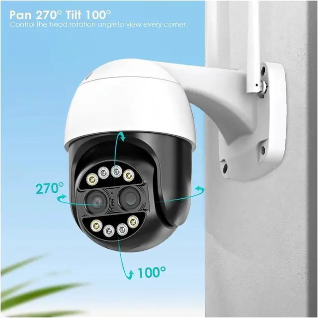 Alt view image 6 of 6 - 8MP 4K 8X Hybrid Zoom 2.8+12mm Dual Lens PTZ IP Camera WiFi Human Detection 4MP Audio Security Video Surveillance Camera