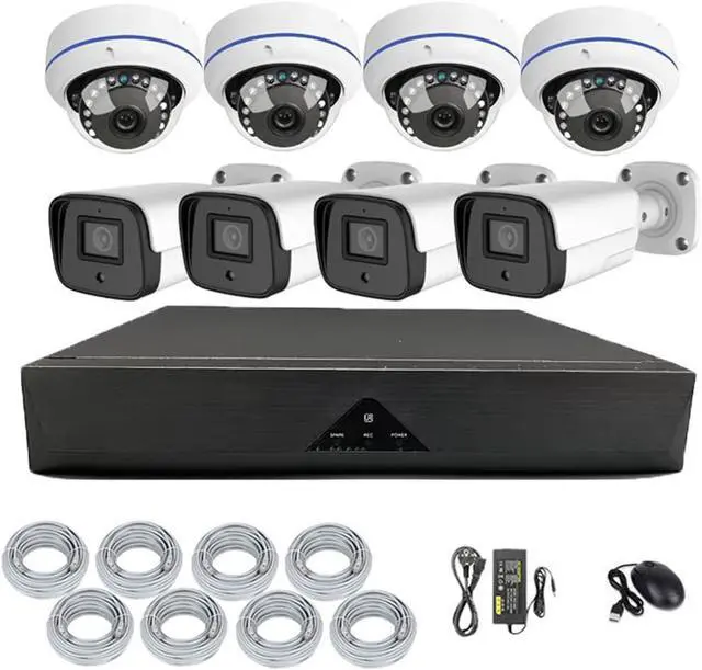 Main image of Gadpiparty 8CH 5MP POE CCTV Security Camera System with Dome Camera and Bullet Camera, HD Surveillance Cameras Kit with Audio, Color Night Vision, Motion Detection, for Indoor and Outdoor