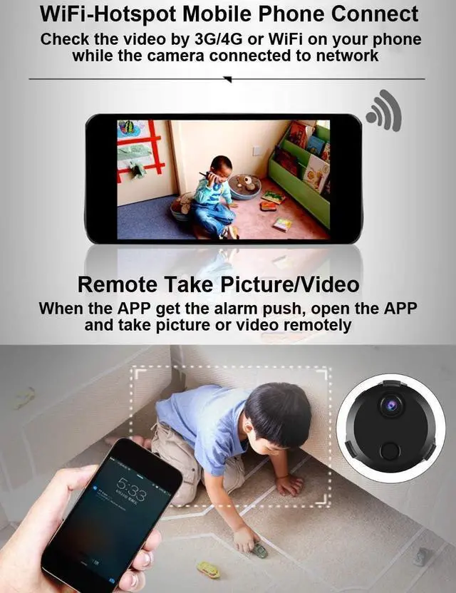 Alt view image 4 of 7 - Gadpiparty XHMCDZ Mini Spy Camera WiFi Hidden Camera Wireless HD 1080P Indoor Home Small Spy Cam Security Cameras/Nanny Cam with Motion Detection/Night Vision