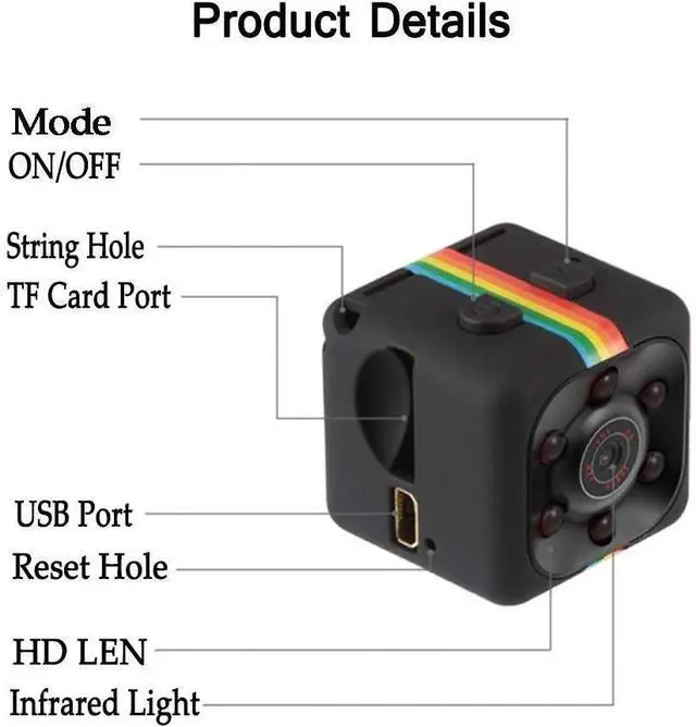 Alt view image 7 of 7 - Gadpiparty XHMCDZ Mini Spy Camera Secret Camera 1080P Spy Camera with IR Night Vision & Motion Detection, Small Surveillance Camera for Home (Size : 8G Memory Card)