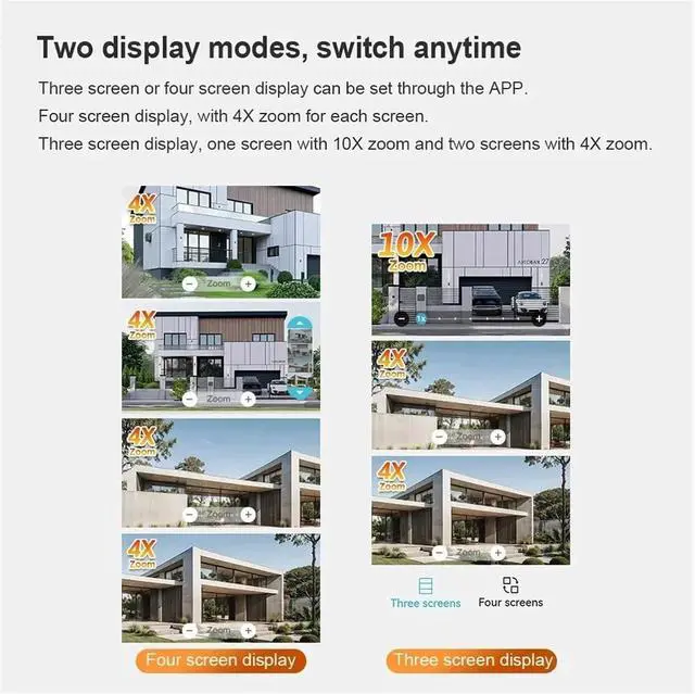 Alt view image 4 of 6 - 20MP 10X Zoom Four Screens WiFi IP Camera Wireless Outdoor 10K Four Lens PTZ Human Auto Tracking Surveillance Cameras