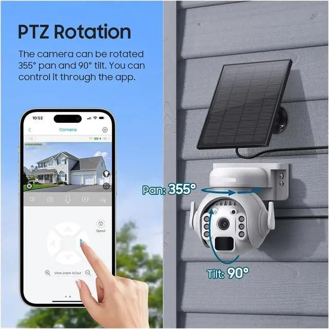 Alt view image 6 of 7 - 3K 3MP 4G SIM Camera Solar Panel Security PTZ Camera Night Vision PIR Human Detection Surveillance Solar Battery Camera