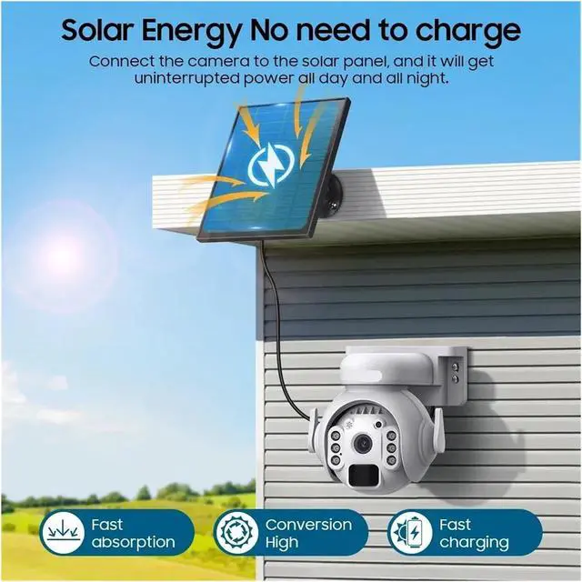 Alt view image 3 of 7 - 3K 3MP 4G SIM Camera Solar Panel Security PTZ Camera Night Vision PIR Human Detection Surveillance Solar Battery Camera
