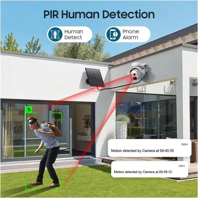 Alt view image 5 of 7 - 3K 3MP 4G SIM Camera Solar Panel Security PTZ Camera Night Vision PIR Human Detection Surveillance Solar Battery Camera