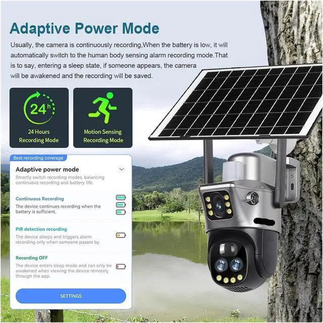 Alt view image 4 of 7 - 6K 4G WiFi Solar-Powered IP Camera: 10x Zoom, Triple Lens PTZ with AI Tracking for Ultimate Outdoor Security Surveillance