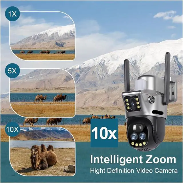Alt view image 5 of 7 - 6K 4G WiFi Solar-Powered IP Camera: 10x Zoom, Triple Lens PTZ with AI Tracking for Ultimate Outdoor Security Surveillance