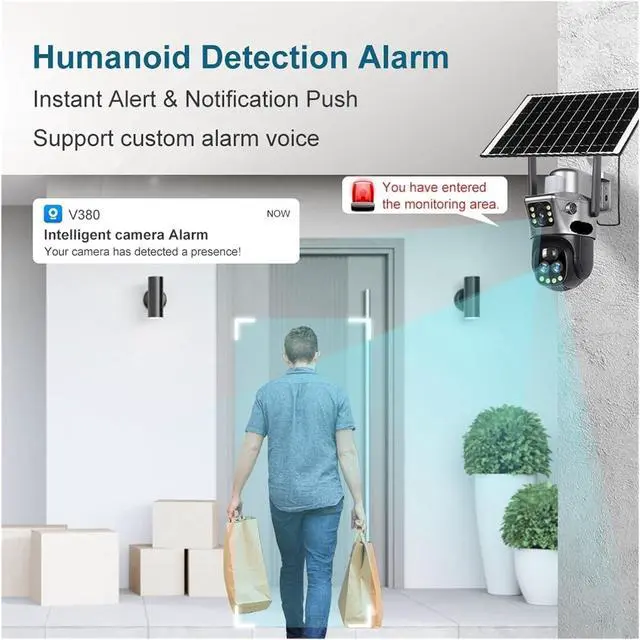 Alt view image 6 of 7 - 6K 4G WiFi Solar-Powered IP Camera: 10x Zoom, Triple Lens PTZ with AI Tracking for Ultimate Outdoor Security Surveillance