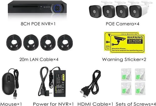 Alt view image 7 of 7 - Gadpiparty 8CH NVR HD Security Camera System, 5MP 1080P CCTV Surveillance Kit, Weatherproof Bullet Cameras, Night Vision, Motion Detection, 2-Way Audio (Size : Standard Kit)