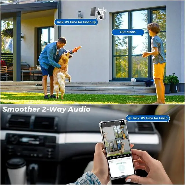 Alt view image 4 of 6 - Solar IP Camera WiFi Outdoor Dual Lens PTZ Security Camera 4MP HD Built in Battery Solar Panel Wireless Camera PIR Alarm