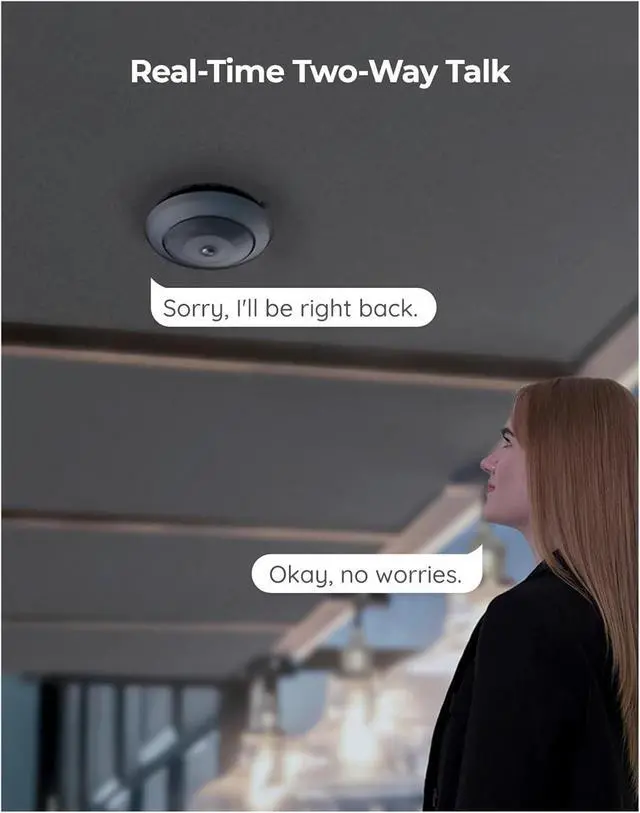 Alt view image 5 of 5 - 6MP Fisheye WiFi Security Camera 2.4/5GHz Wireless Indoor Camera 2-Way Audio Smart Detection 360° Panorama PoE Cameras