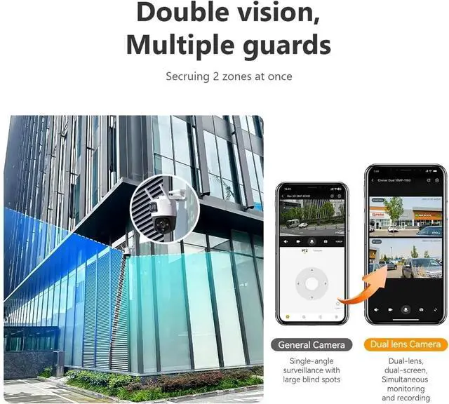 Alt view image 2 of 4 - Cruiser Dual 8MP Dual Lens Outdoor PT Camera Home Security IP Camera AI Human & Vehicle Detection Surveillance Camera