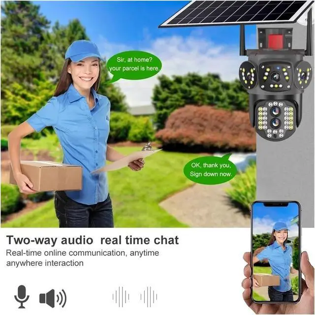 Alt view image 4 of 7 - 4K 8MP Solar Camera Outdoor Dual Lens WiFi IP Camera PIR Night Vision V380 Pro CCTV Security Protection Monitor(Solar WiFi Add 128G)